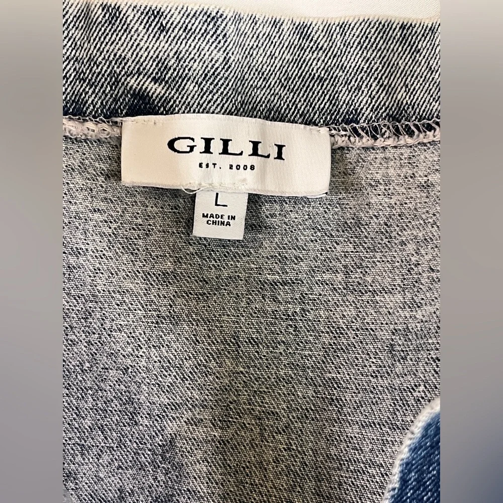 Gilli Gray Denim Romper with Ruffle Straps - Picture 2 of 5